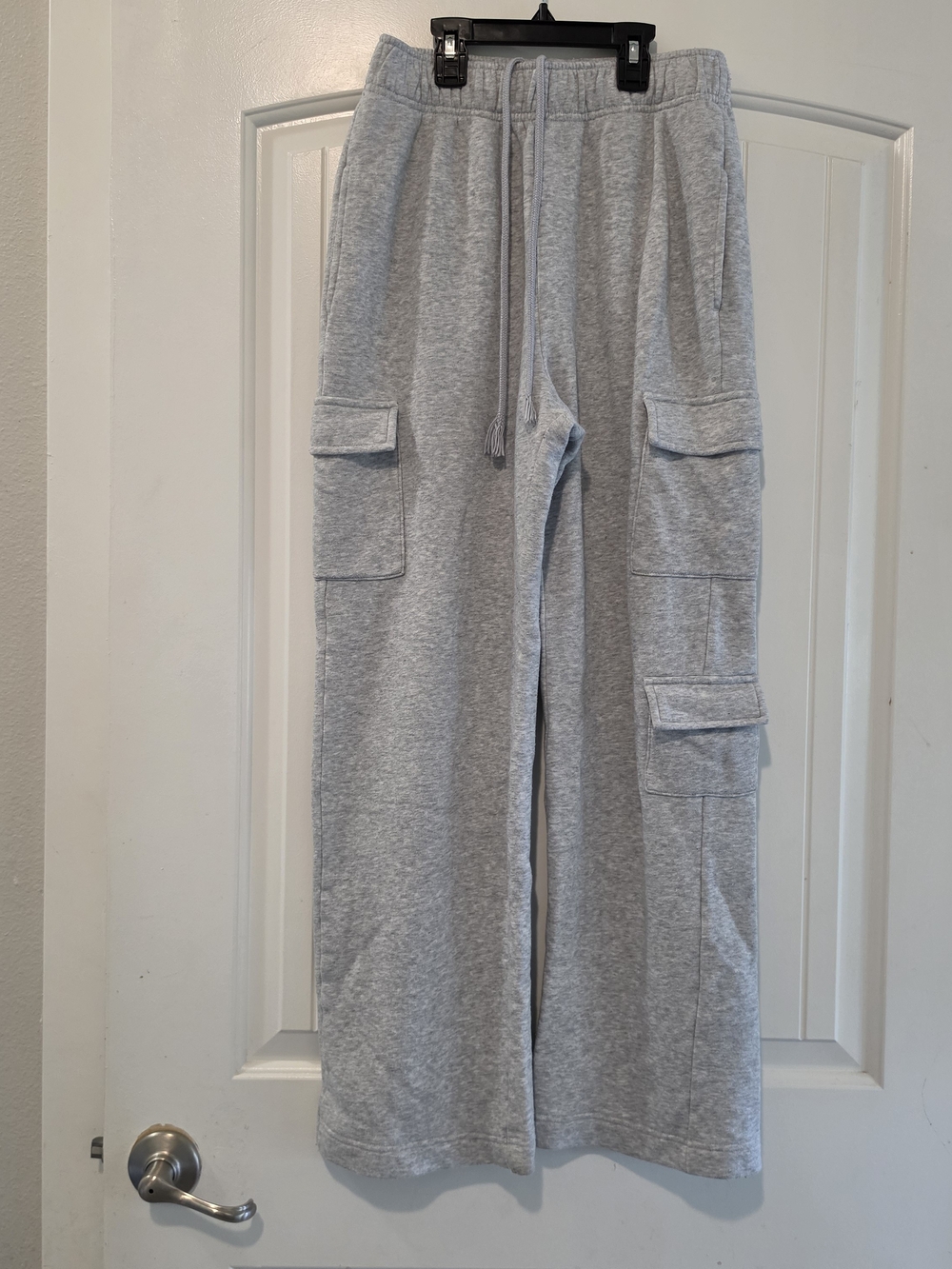 Cargo / Wide-Leg Sweatpants with Drawstring Waist - XS